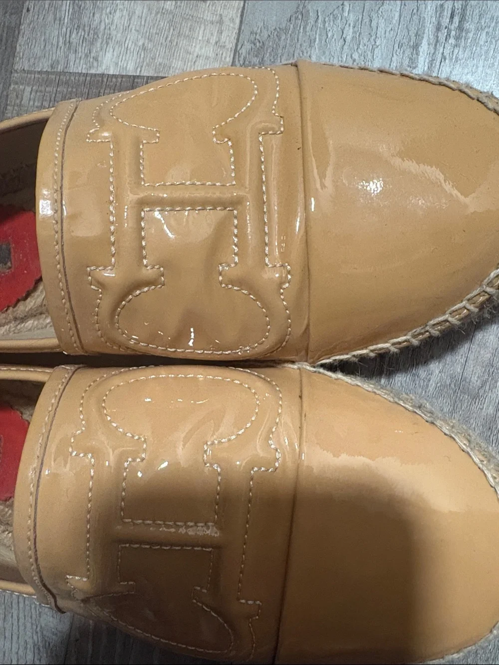 Carolina Herrera Patent Espadrille Loafers in Tan